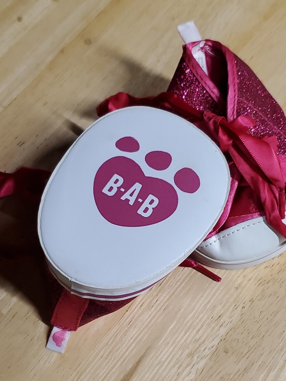 Build-A-Bear Hot Pink Glitter Doll Shoes with White Soles
